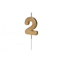 Vela de Aniversário nº2 Dourada 4,5 cm