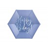 6 Platos Happy Birthday Azul 20 cm