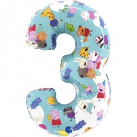 Balão Número 3 Peppa Pig
