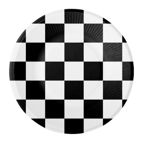 8 Pratos Branco e Preto 18 cm