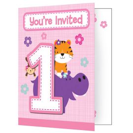 8 Invitaciones One is Fun Girl