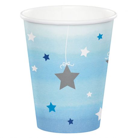 8 Copos Um Ano Menino Little Star 266 ml