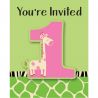 8 Invitaciones Wild At One Giraffe