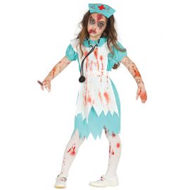 Disfraz Azúl De Enfermera Zombie Niña