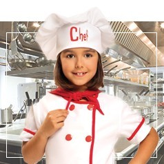 Trajes de chef da menina