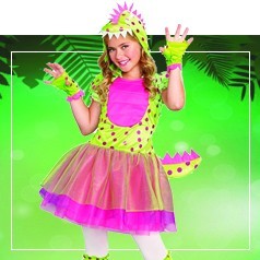 Trajes de dinossauros da menina