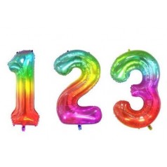 Balões de números multicoloridos